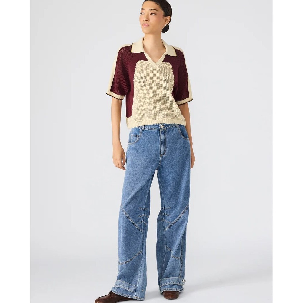 Steve Madden Tre Jean Women Forever Blue Excellent Wide Leg Seam Detail Denim - Picture 6 of 6